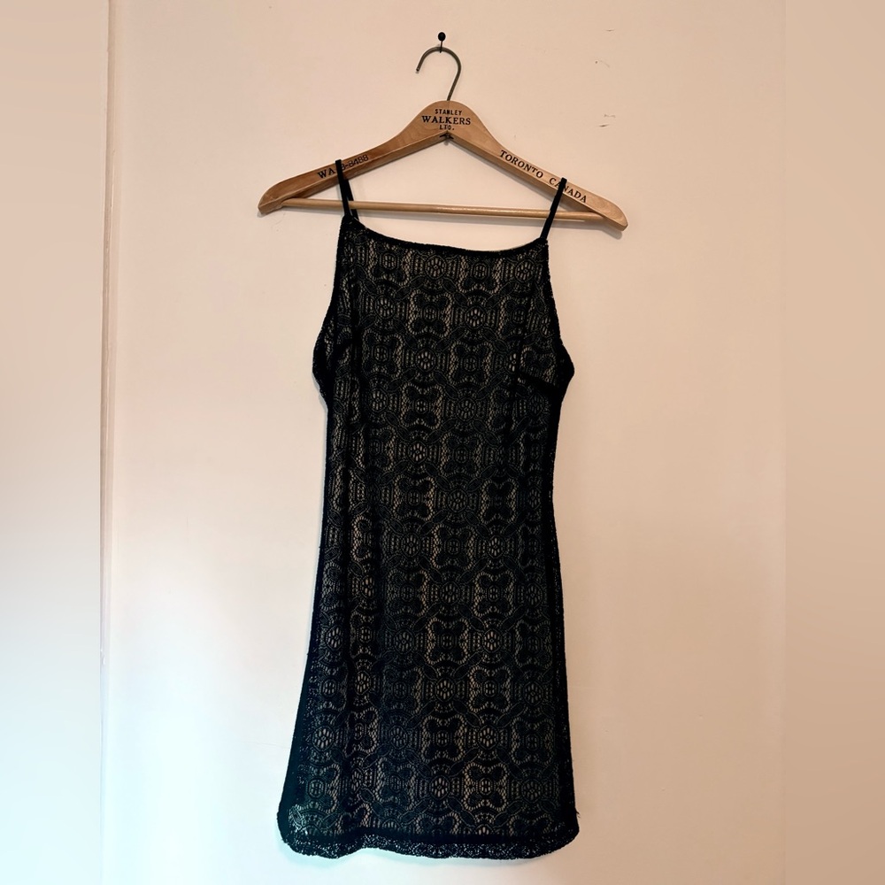 Vintage Black Lace Slip Dress